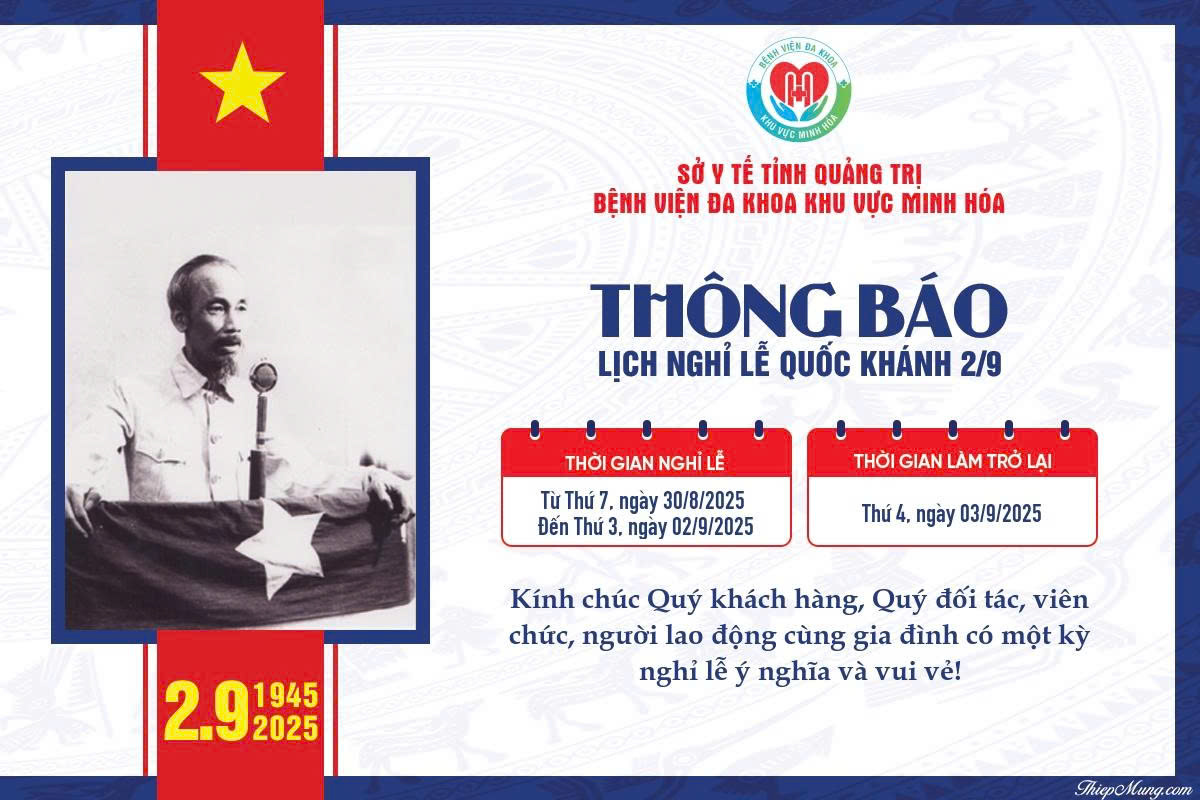 THÔNG BÁO NGHỈ LỄ QUỐC KHÁNH 2/9/2025